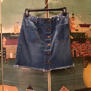BDG button front denim skirt